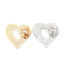 Picture of Brass Valentine's Day Connectors Heart Gold Plated & Silver Tone Filigree Stamping Clear Rhinestone 43mm x 43mm, 3 PCs