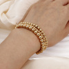 Picture of CCB Plastic Dainty Bracelets Delicate Bracelets Beaded Bracelet Gold Plated Elastic 1 Piece