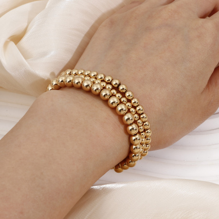 CCB Plastic Dainty Bracelets Delicate Bracelets Beaded Bracelet Gold Plated Elastic 1 Piece