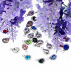 Picture of Zinc Based Alloy & Glass Birthstone Charms Drop Silver Tone 11mm x 7mm, 10 PCs