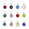 Picture of Zinc Based Alloy & Glass Birthstone Charms Drop Silver Tone 11mm x 7mm, 10 PCs