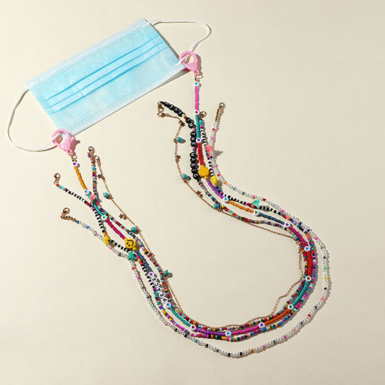 Bild von Face Mask And Glasses Neck Strap Lariat Lanyard Necklace Gold Plated Multicolor 1 Piece