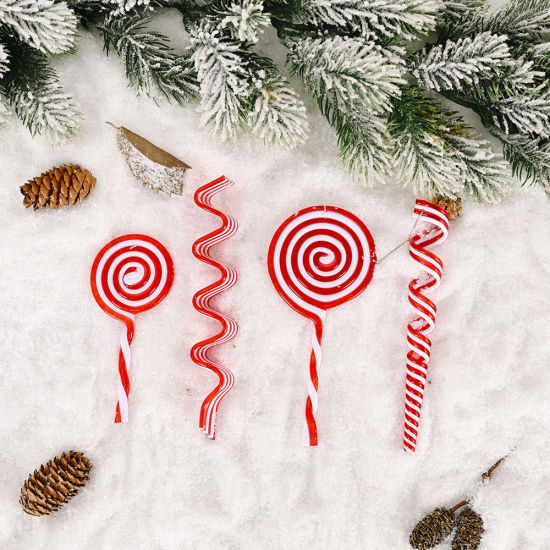 Изображение Red And White Simulation Candy Cane Lollipop Christmas Hanging Decoration