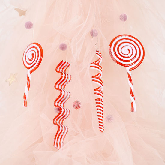 Изображение Red And White Simulation Candy Cane Lollipop Christmas Hanging Decoration