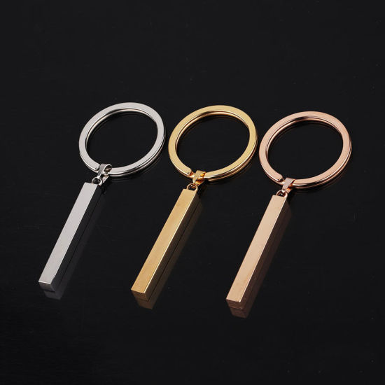 Picture of Stainless Steel Blank Stamping Tags Keychain & Keyring Multicolor Rectangle Cuboid 74mm x 30mm