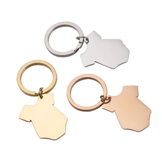 Bild von Stainless Steel Blank Stamping Tags Keychain & Keyring Multicolor Clothes 55mm x 26mm