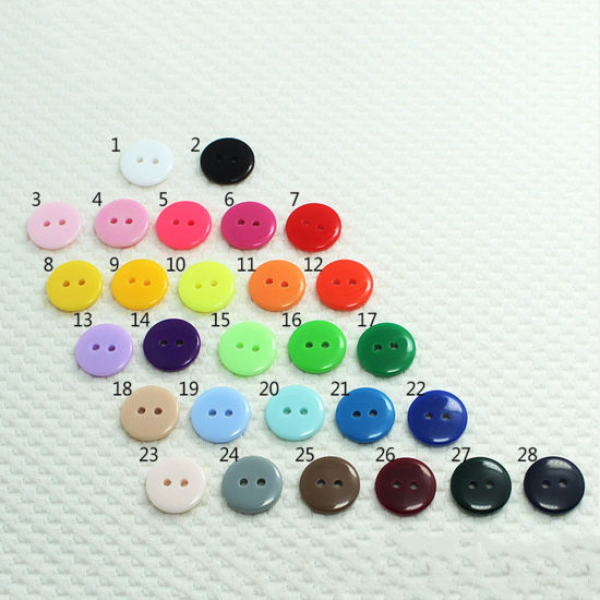 Bild von Resin Sewing Buttons Scrapbooking 2 Holes Round 9mm Dia, 100 PCs