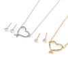 Bild von Stainless Steel & Copper Valentine's Day Jewelry Necklace Earrings Set Round Heart Micro Pave Multicolour Cubic Zirconia 