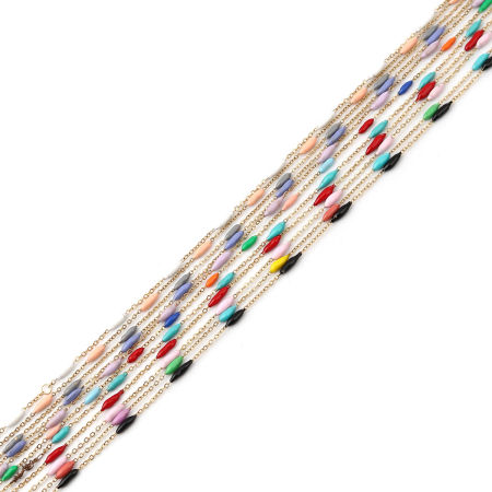 Stainless Steel Link Cable Chain Marquise Enamel