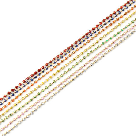 Brass Sequins Enamel Link Cable Chain Findings Gold Plated 5x2mm, 1 M