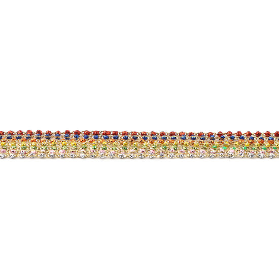 Bild von Copper Sequins Enamel Link Cable Chain Findings Gold Plated 5x2mm, 1 M
