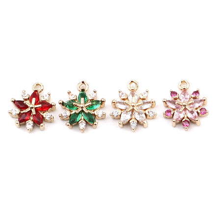 Immagine di 5 Pz Ottone Ciondoli All'Ingrosso Vero Oro Placcato Fiore 12mm x 10mm