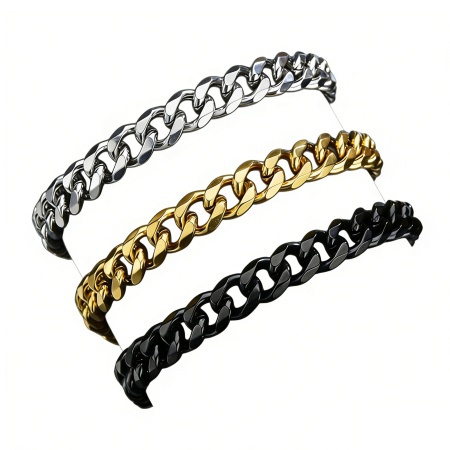 Image de Bracelets En Gros en Acier Inoxydable, Chaîne à Maillons Cubains Unisexe Élégant Minimaliste Cadeau Fournitures de Bijoux 1 Pièce