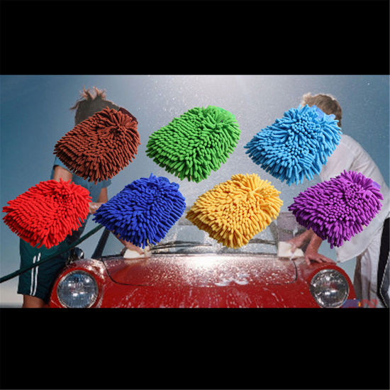 Изображение Double-Sided Thickened Chenille Car Cleaning Gloves