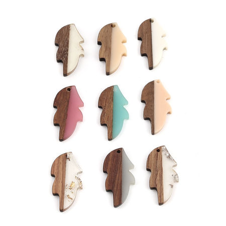 Resin Natural Wood Effect Resin Pendants 5 PCs