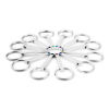 Picture of 304 Stainless Steel Birthstone Keychain & Keyring Circle Ring Silver Tone Rectangle Blank Stamping Tags Multicolor Rhinestone 65mm, 1 Piece