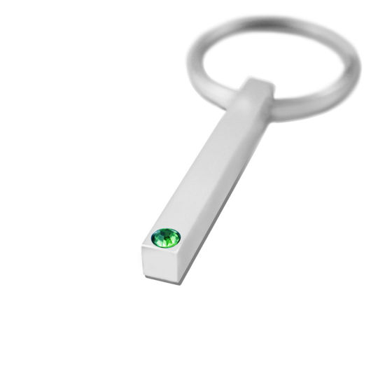 Immagine di 304 Acciaio Inossidabile Pietre Nascita Anello Portachiavi Anello Tono Argento Rettangolo Modifiche in bianco di timbratura Multicolore Strass 65mm, 1 Pz