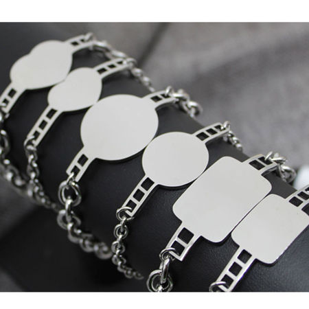 316L Stainless Steel Blank Stamping Tags Bracelets Silver Tone