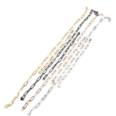 Picture of Wholesale Paperclip Link Chain Jewelry Necklace Bracelets Set, Stainless Steel, Unisex Vacuum Plating Minimalist Gift Jewelry For Retailer, 1 Set