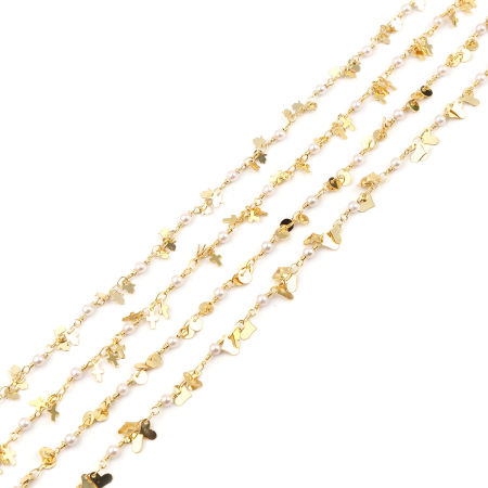 真鍮 デザインチェーン パーツ 5x4mm、 1 メートル