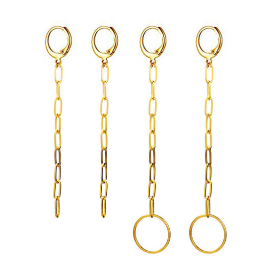 Picture of Stainless Steel Link Chain Hoop Earrings 1 Pair