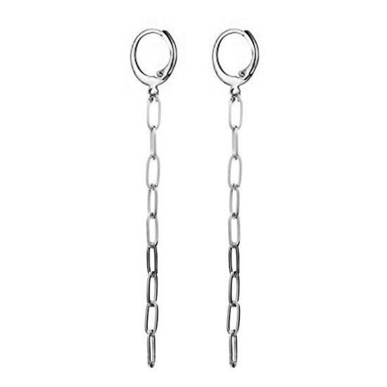 Picture of Stainless Steel Link Chain Hoop Earrings 1 Pair
