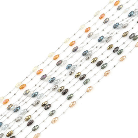 Stainless Steel Faceted Beaded Chain For Handmade DIY Jewelry Making Findings Marquise Silver Tone 9x4mm