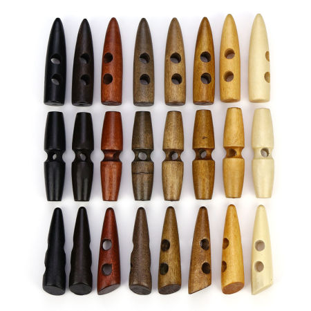 Bouton Forme Corne de Bœuf en Bois 2 Trous Multicolore 20 Pcs