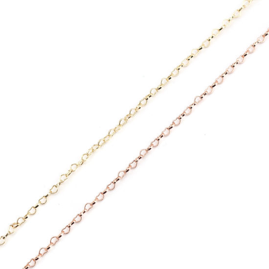 Picture of Brass Link Chain Necklace Heart 18K Rose Gold Plated 46.2cm(18 2/8") long, Chain Size: 3x2mm, 1 Piece