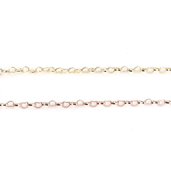 Picture of Brass Link Chain Necklace Heart 18K Rose Gold Plated 46.2cm(18 2/8") long, Chain Size: 3x2mm, 1 Piece