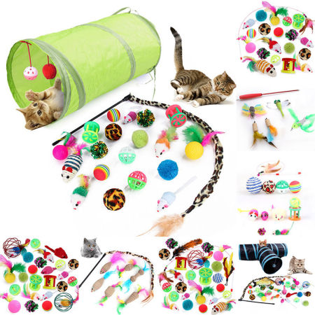Cat Toy Pet Collapsible Tunnel Cat toy Fun Bell Mice Shape Kitten Dog Cat Interactive Play Supplies