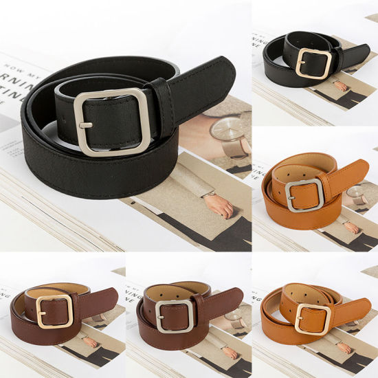 Picture of 2020 PU Leather Belt For Women Square Buckle Pin Buckle Jeans Black Belt Chic Luxury Brand Fancy Vintage Strap Female 404