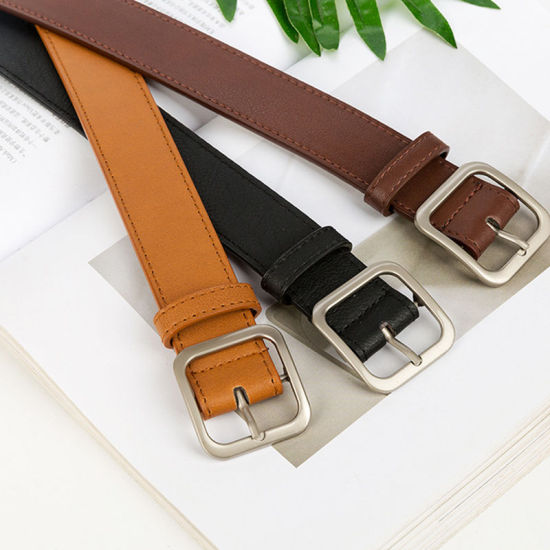 Picture of 2020 PU Leather Belt For Women Square Buckle Pin Buckle Jeans Black Belt Chic Luxury Brand Fancy Vintage Strap Female 404