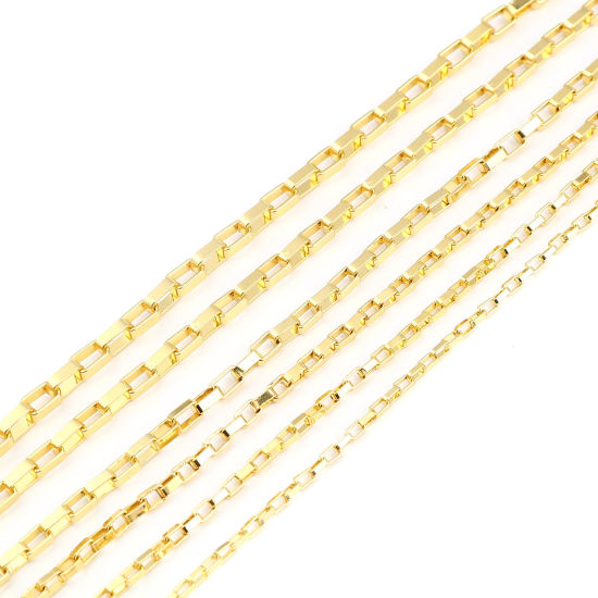 Picture of Iron Based Alloy Link Chain Findings Gold Plated Rectangle 5 M