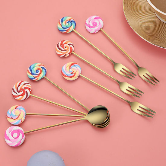 Picture of Creative Lollipop Cartoon 304 Stainless Steel Spoon Fork