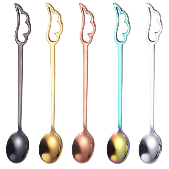 Picture of Creative Feather Wing Shape 304 Stainless Steel Dessert Spoon