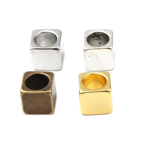 Bild von Zinklegierung Zwischenperlen Spacer Perlen Quadrat ca. 8mm x 8mm, Loch:ca. 6mm, 5 Stück