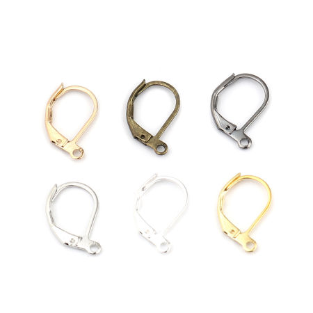 Brass Ear Clips Earrings Oval W/ Loop 15mm x 10mm, Post/ Wire Size: (21 gauge), 1 Packet (Approx 20 PCs/Packet)