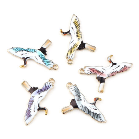 Zinc Based Alloy Charms Gold Plated Enamel 26mm x 20mm, 10 PCs