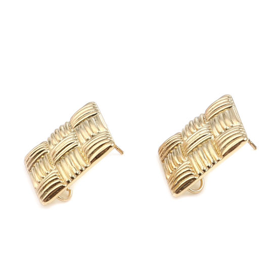 Picture of Zinc Based Alloy Ear Post Stud Earrings Findings Gold Plated Post/ Wire Size: (21 gauge), 2 Pairs