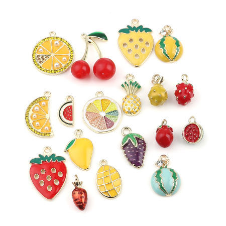 Picture of Zinc Based Alloy Charms Fruit Gold Plated Enamel 5 PCs