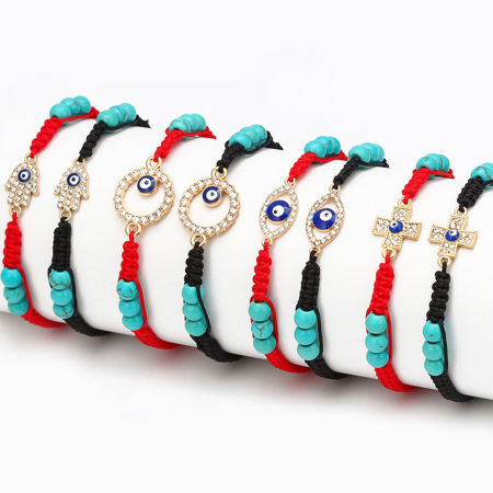 Nylon Braiding Braided Bracelets Accessories Findings Imitation Turquoise Clear Rhinestone 1 Piece