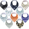 Изображение Civarua Kids 5Pcs/Lot Baby Bandana Drool Bibs 100% Organic Cotton Bibs for Boys & Girls, Super Soft Absorbent Feeding Bibs