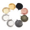 Picture of Zinc Based Alloy Galaxy Cabochon Settings Pendants Half Moon Filigree Rotatable (Fits 25mm Dia.) 39mm x 34mm, 5 PCs
