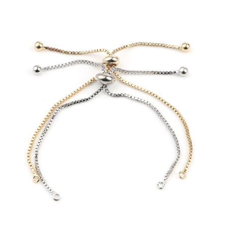 Слайдер / Слайд Расширитель Цепи настоящее золото с покрытием Регулируемый, ) 20см длина, 1 ШТ