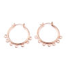 Picture of Zinc Based Alloy Hoop Earrings Findings Circle Ring Rose Gold W/ Loop 37mm x 37mm, Post/ Wire Size: (21 gauge), 1 Pair