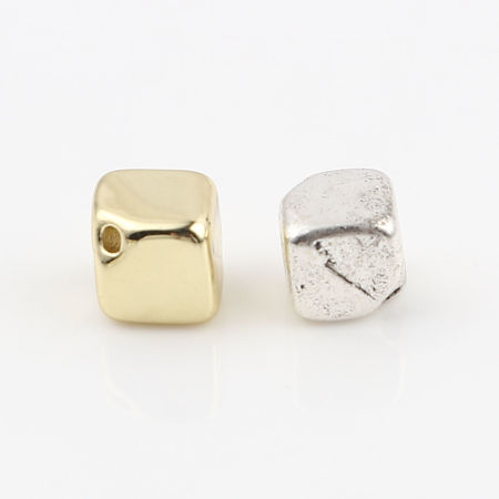 Zinc Based Alloy Spacer Beads Cube About 7mm x 7mm, Hole: Approx 1.1mm, 10 PCs