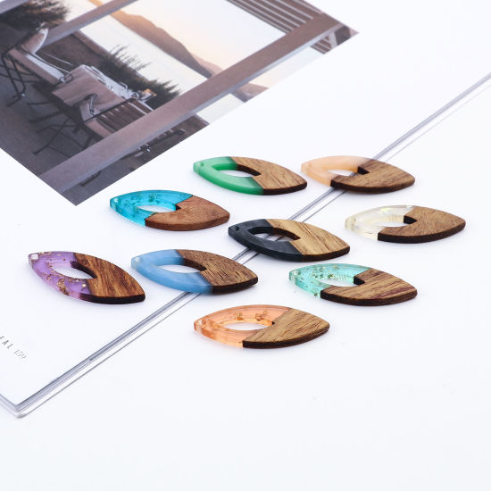 Immagine di Legno & Resina Charm Resina Effetto Legno Ciondoli Olive Naturale 3.8cm x 1.6cm, 3 Pz