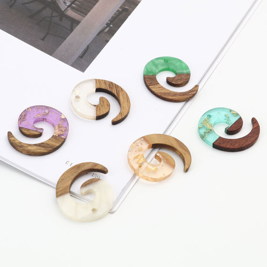 Immagine di Legno & Resina Charm Resina Effetto Legno Charms Turbine Naturale 28mm x 24mm, 3 Pz