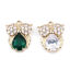Imagen de Latón + Vidrio Colgantes Charms Chapado en Oro Búho 18mm x 15mm, 2 Unidades